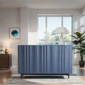 Meuble de Rangement à Motif Vague avec 2 Portes et 2 Tiroirs, Réglable