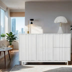 Meuble de Rangement à Motif Vague avec 2 Portes et 2 Tiroirs, Réglable