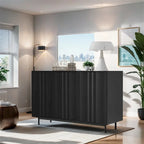 Meuble de Rangement à Motif Vague avec 2 Portes et 2 Tiroirs, Réglable