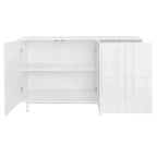 Meuble de Rangement à Motif Vague avec 2 Portes et 2 Tiroirs, Réglable