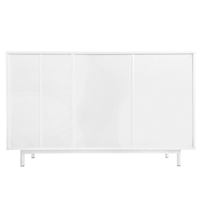 Meuble de Rangement à Motif Vague avec 2 Portes et 2 Tiroirs, Réglable