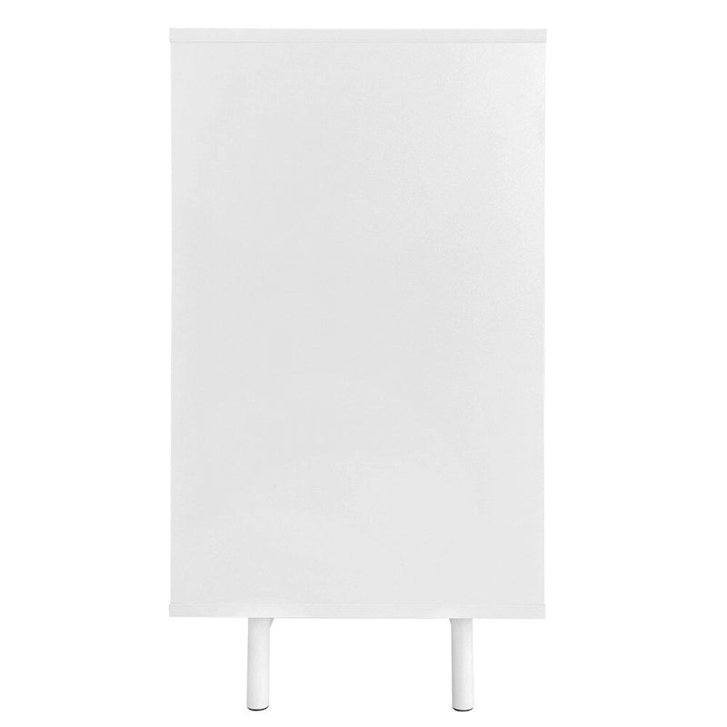 Meuble de Rangement à Motif Vague avec 2 Portes et 2 Tiroirs, Réglable