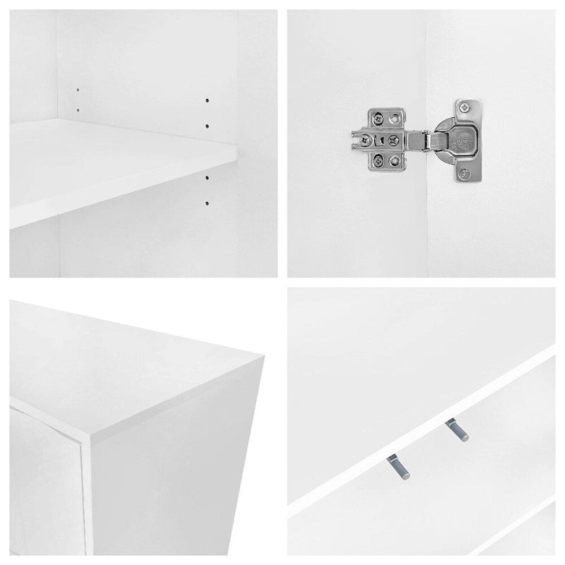 Meuble de Rangement à Motif Vague avec 2 Portes et 2 Tiroirs, Réglable