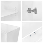 Meuble de Rangement à Motif Vague avec 2 Portes et 2 Tiroirs, Réglable