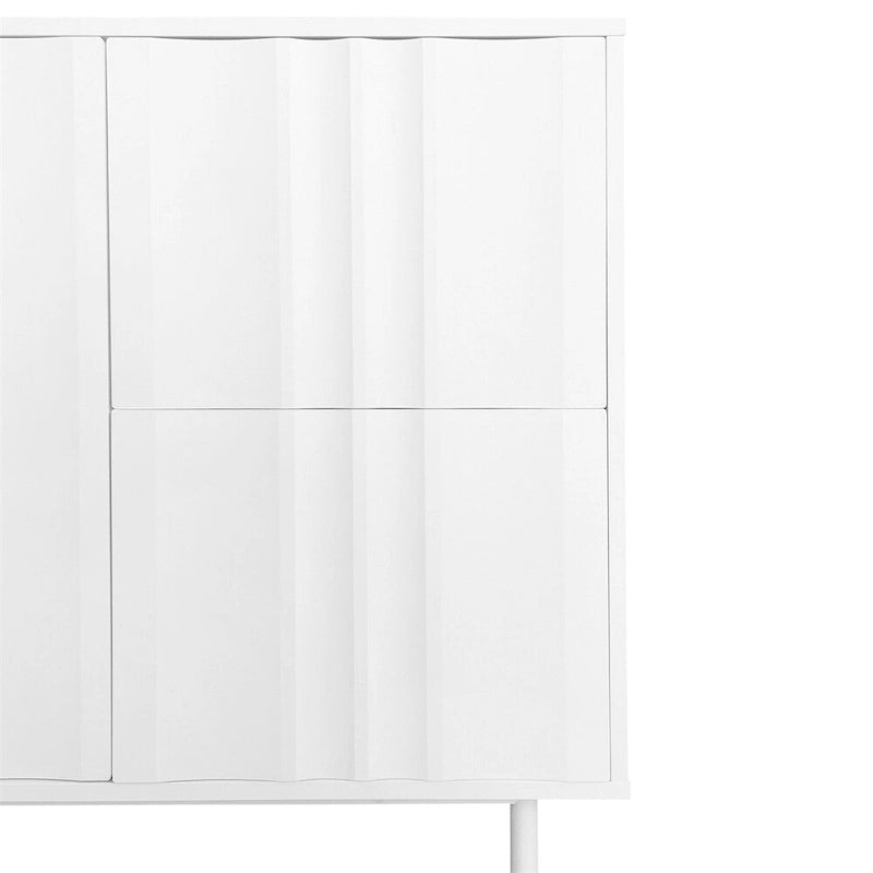 Meuble de Rangement à Motif Vague avec 2 Portes et 2 Tiroirs, Réglable