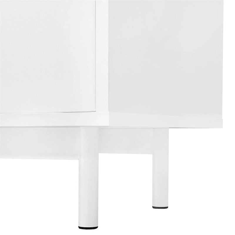 Meuble de Rangement à Motif Vague avec 2 Portes et 2 Tiroirs, Réglable