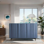 Meuble de Rangement à Motif Vague avec 2 Portes et 2 Tiroirs, Réglable