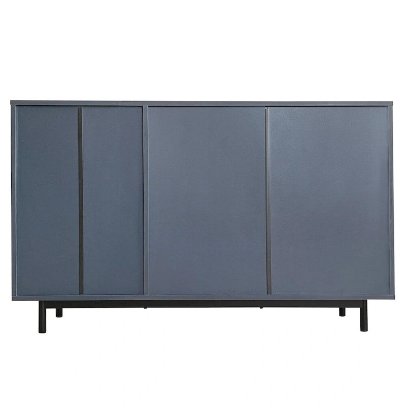 Meuble de Rangement à Motif Vague avec 2 Portes et 2 Tiroirs, Réglable