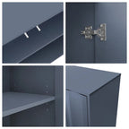 Meuble de Rangement à Motif Vague avec 2 Portes et 2 Tiroirs, Réglable