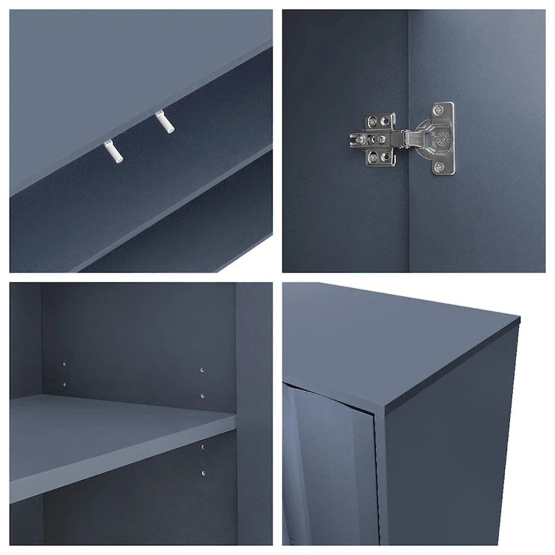 Meuble de Rangement à Motif Vague avec 2 Portes et 2 Tiroirs, Réglable