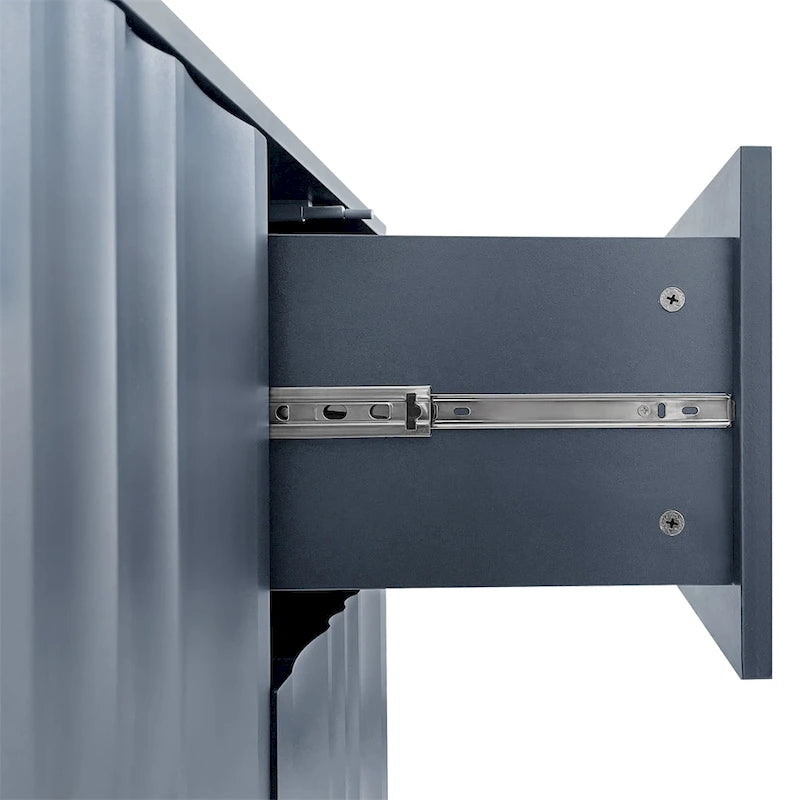 Meuble de Rangement à Motif Vague avec 2 Portes et 2 Tiroirs, Réglable
