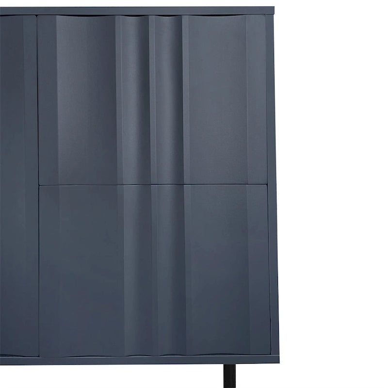 Meuble de Rangement à Motif Vague avec 2 Portes et 2 Tiroirs, Réglable