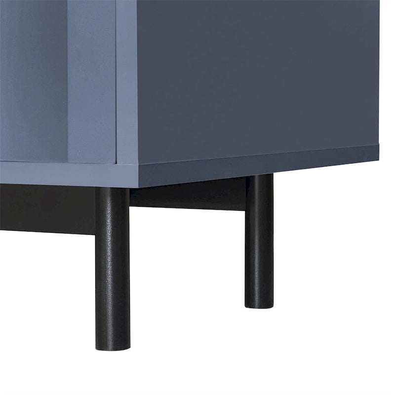 Meuble de Rangement à Motif Vague avec 2 Portes et 2 Tiroirs, Réglable