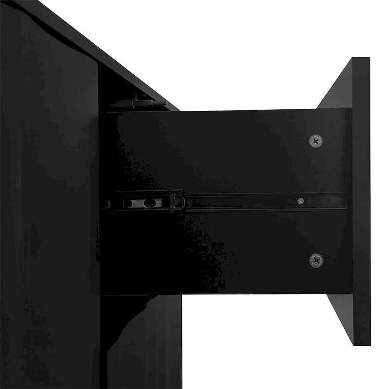 Meuble de Rangement à Motif Vague avec 2 Portes et 2 Tiroirs, Réglable