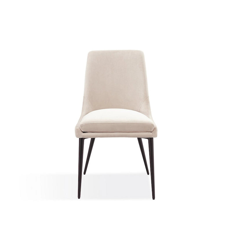 Lot de 2 chaises de salle à manger Wils 50 cm, velours crème, pieds coniques en métal doré