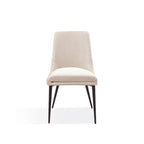 Lot de 2 chaises de salle à manger Wils 50 cm, velours crème, pieds coniques en métal doré