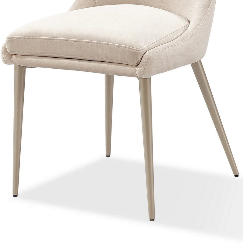 Lot de 2 chaises de salle à manger Wils 50 cm, velours crème, pieds coniques en métal doré