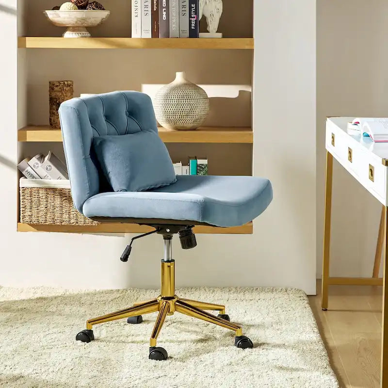Fauteuil de bureau pivotant et inclinable Ollie Modern Flannel avec oreiller par HULALA HOME
