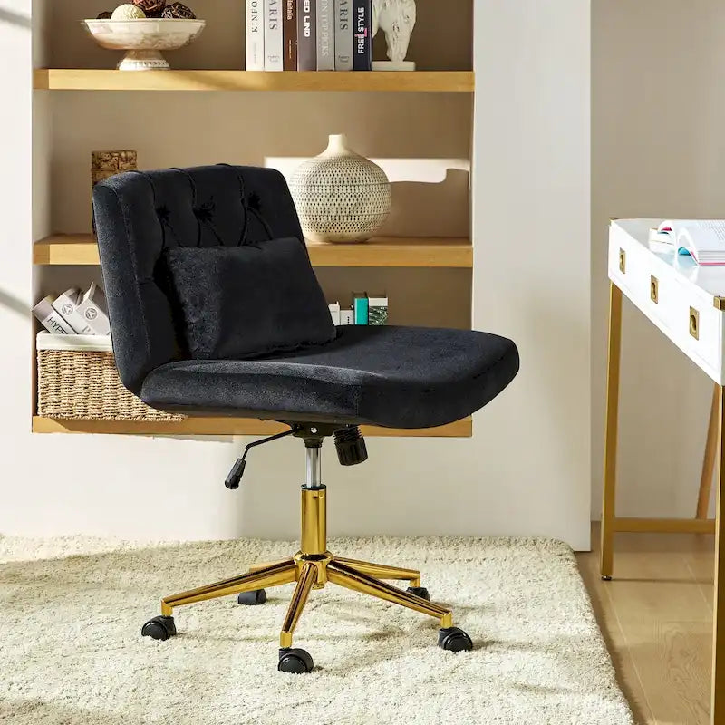 Fauteuil de bureau pivotant et inclinable Ollie Modern Flannel avec oreiller par HULALA HOME