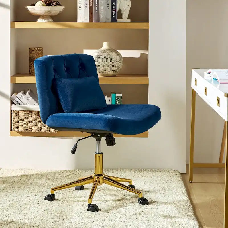 Fauteuil de bureau pivotant et inclinable Ollie Modern Flannel avec oreiller par HULALA HOME