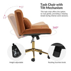 Fauteuil de bureau pivotant et inclinable Ollie Modern Flannel avec oreiller par HULALA HOME