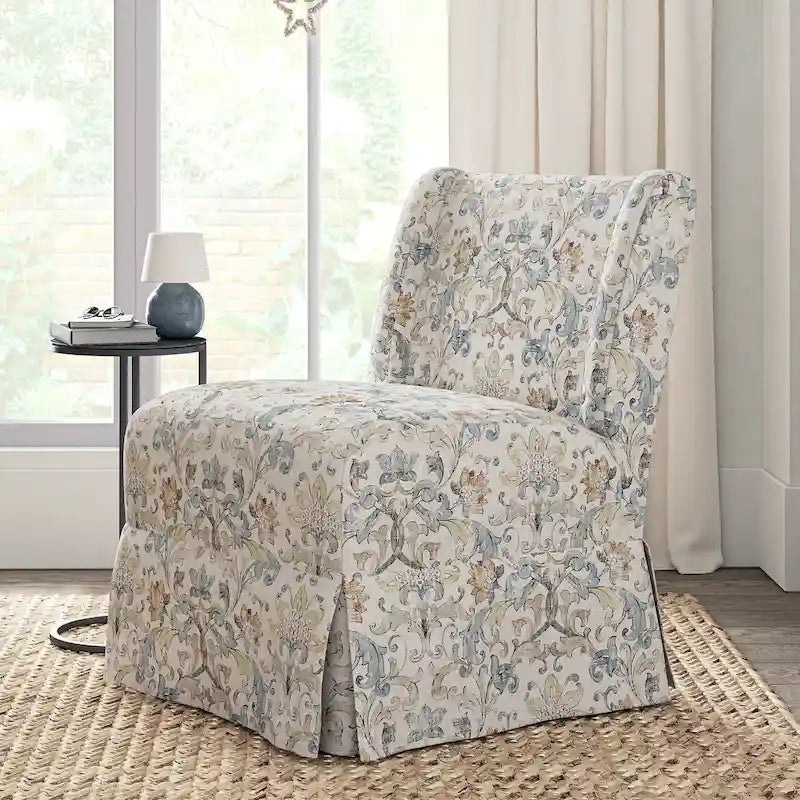 Chaise sans accoudoirs rembourrée Falk style rustique avec housse et pieds en bois massif par HULALA HOME