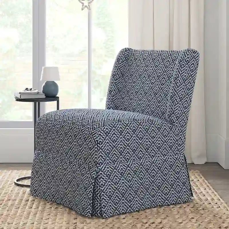 Chaise sans accoudoirs rembourrée Falk style rustique avec housse et pieds en bois massif par HULALA HOME