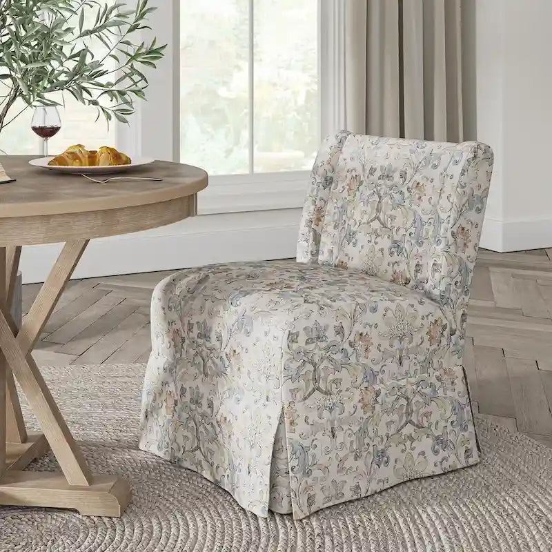 Chaise sans accoudoirs rembourrée Falk style rustique avec housse et pieds en bois massif par HULALA HOME