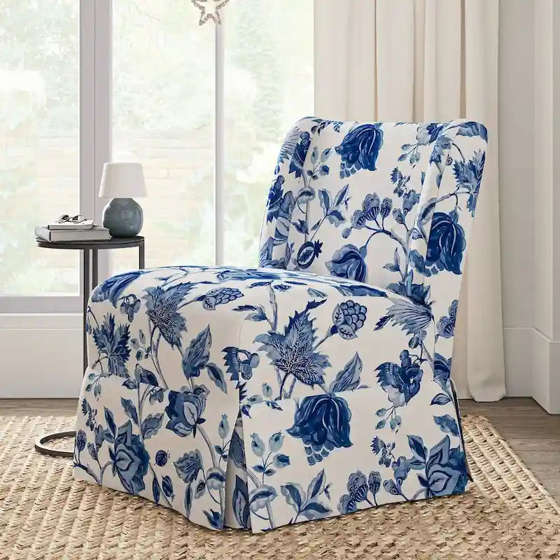 Chaise sans accoudoirs rembourrée Falk style rustique avec housse et pieds en bois massif par HULALA HOME