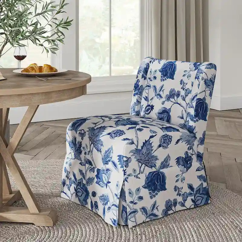 Chaise sans accoudoirs rembourrée Falk style rustique avec housse et pieds en bois massif par HULALA HOME