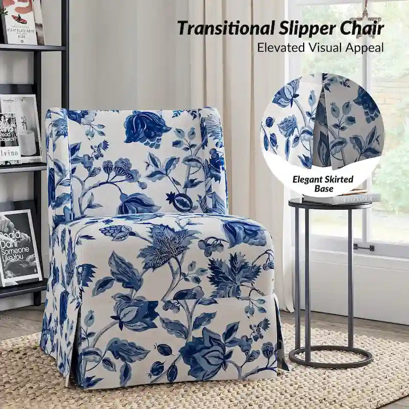 Chaise sans accoudoirs rembourrée Falk style rustique avec housse et pieds en bois massif par HULALA HOME