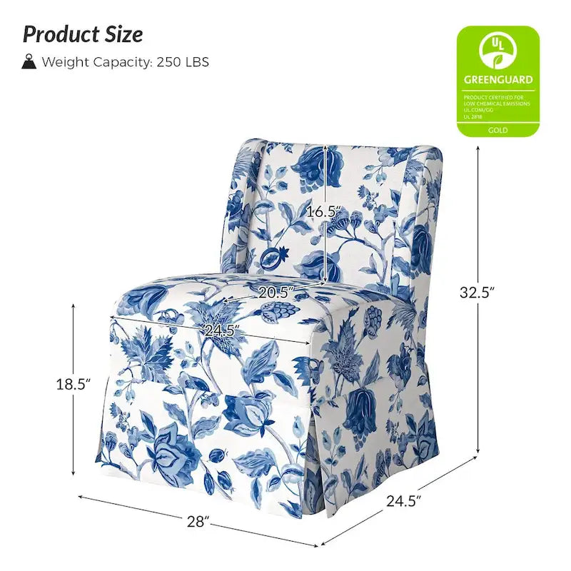 Chaise sans accoudoirs rembourrée Falk style rustique avec housse et pieds en bois massif par HULALA HOME