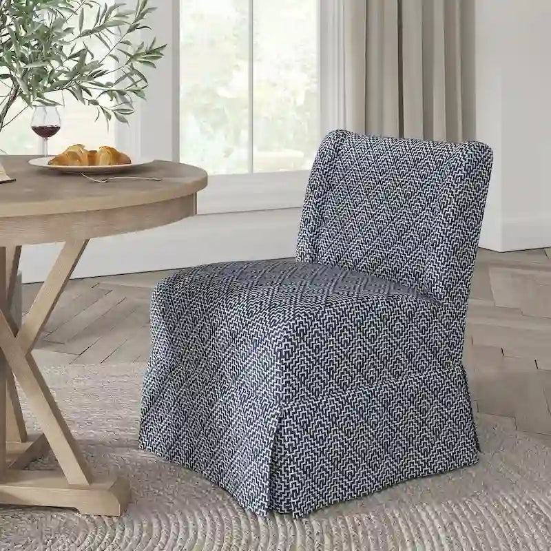 Chaise sans accoudoirs rembourrée Falk style rustique avec housse et pieds en bois massif par HULALA HOME