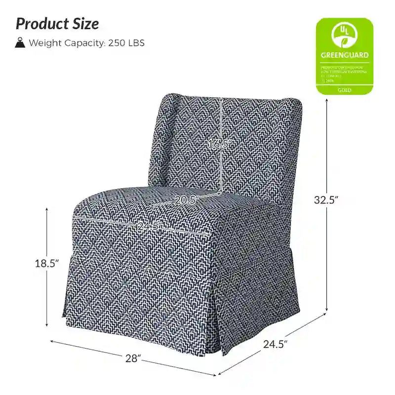 Chaise sans accoudoirs rembourrée Falk style rustique avec housse et pieds en bois massif par HULALA HOME