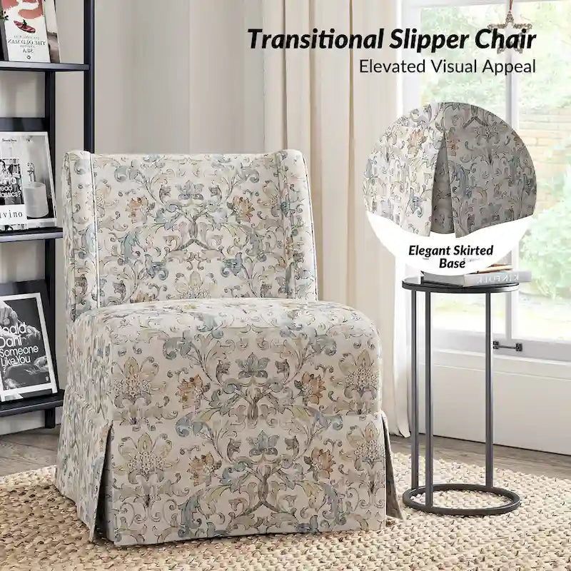 Chaise sans accoudoirs rembourrée Falk style rustique avec housse et pieds en bois massif par HULALA HOME