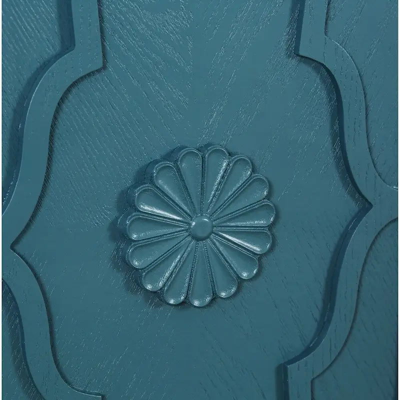 Grand meuble de rangement à porte sculptée fleurie avec poignée en métal