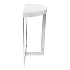Console Tini de 55 po, plateau ovale, cadre chromé, fini blanc épuré