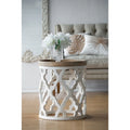 23 Grande table d'appoint blanche vieillie