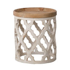 23 Grande table d'appoint blanche vieillie