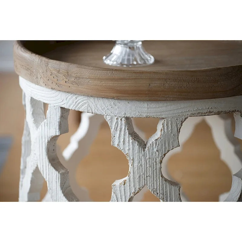23 Grande table d'appoint blanche vieillie