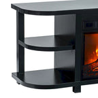 Meuble TV moderne noir avec cheminée électrique, pour téléviseurs jusqu'à 55 pouces (48")