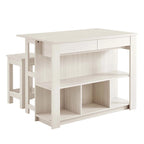 Ensemble îlot de cuisine et tabourets 3 pièces Meadowbrook