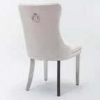 Chaise de salle à manger contemporaine haut de gamme en bois massif touffeté et velours avec pieds en acier inoxydable chromé, lot de 2