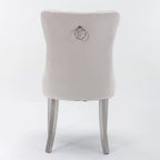Chaise de salle à manger contemporaine haut de gamme en bois massif touffeté et velours avec pieds en acier inoxydable chromé, lot de 2
