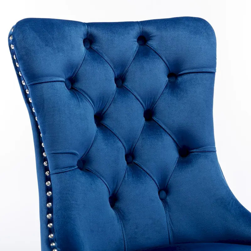Chaise de salle à manger contemporaine haut de gamme en bois massif touffeté et velours avec pieds en acier inoxydable chromé, lot de 2