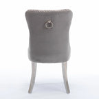 Chaise de salle à manger contemporaine haut de gamme en bois massif touffeté et velours avec pieds en acier inoxydable chromé, lot de 2
