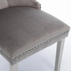 Chaise de salle à manger contemporaine haut de gamme en bois massif touffeté et velours avec pieds en acier inoxydable chromé, lot de 2