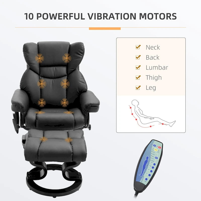 Fauteuil inclinable de massage avec repose-pieds ottoman