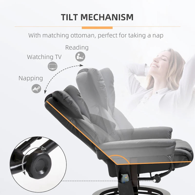 Fauteuil inclinable de massage avec repose-pieds ottoman