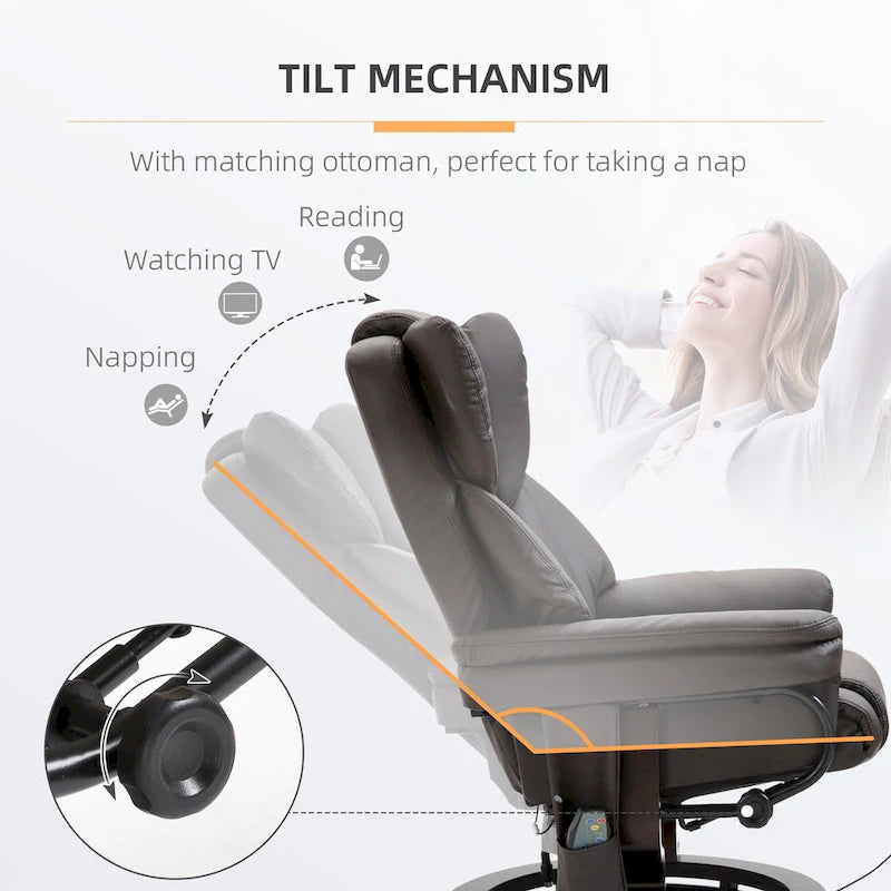 Fauteuil inclinable de massage avec repose-pieds ottoman